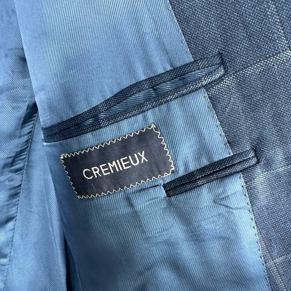 CREMIEUX Loro Piano 44L Blue Wool Windowpane 2 Button Sports Coat Jacket - Picture 5 of 9